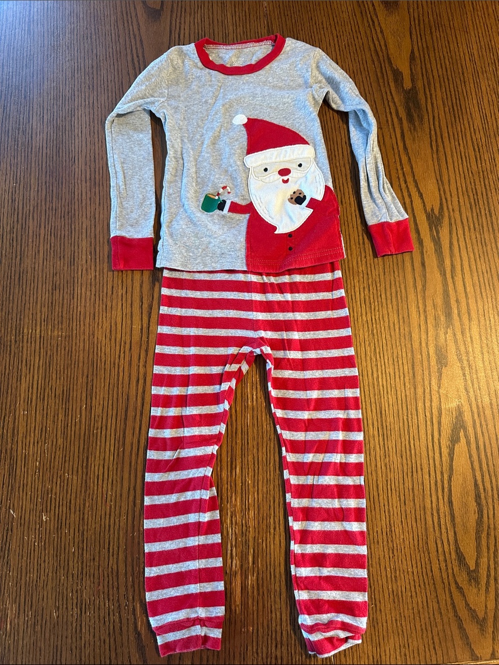 Carter's Gray and Red Santa Stripe Pajama Set